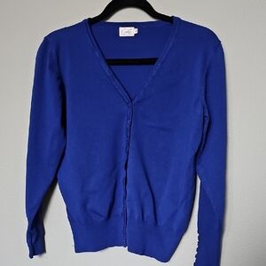 Cielo Office Spring Women's Blue Cardigan Sweater Medium